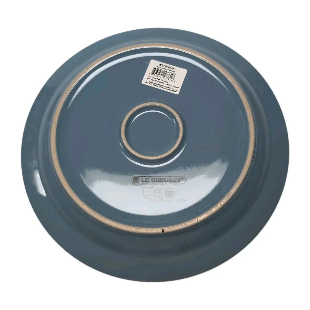 4 New Le Creuset Blue Chambray Dinner Plates 10.5